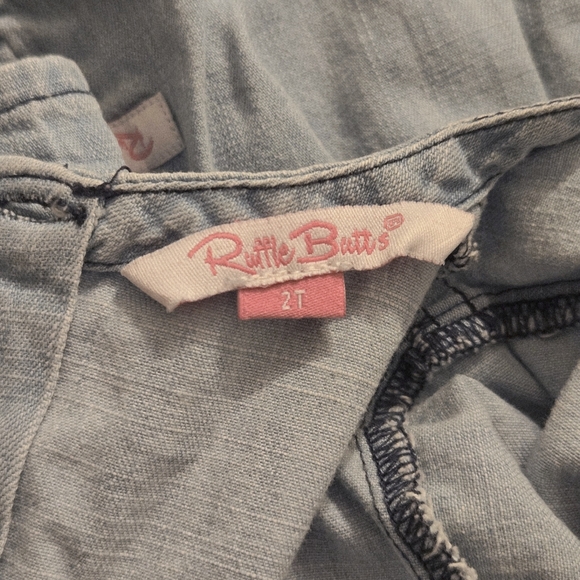 RuffleButts Toddler Girl's Chambray Denim Dress High Low Blue - Picture 4 of 4